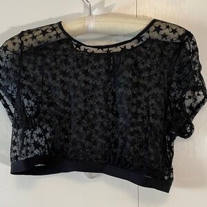 Torrid Black Sheer Lace Crop Top